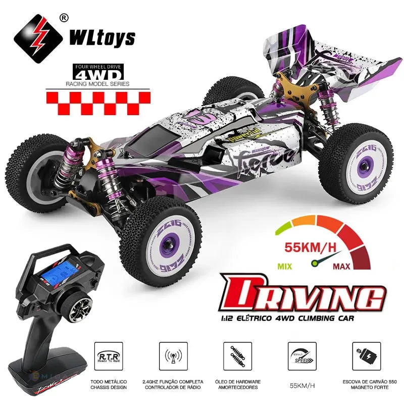 WLtoys 124016 V8 124019 Pro 1:12 4WD RC Racing Car High-Speed Brushless Motor Off-Road Remote Control Drift Climbing Kids Toys