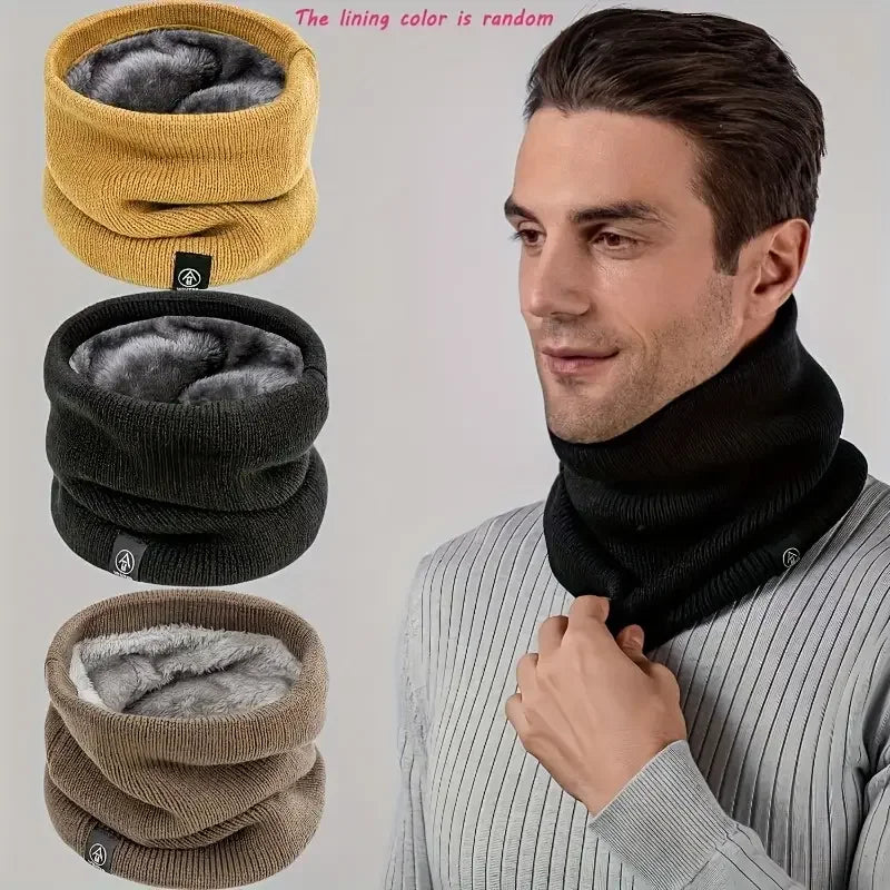 Warm Knitted Neck Gaiter for Men & Women – Thick Plush Winter Scarf, Windproof Tube Neck Warmer for Skiing, Running & Outdoor Sports
