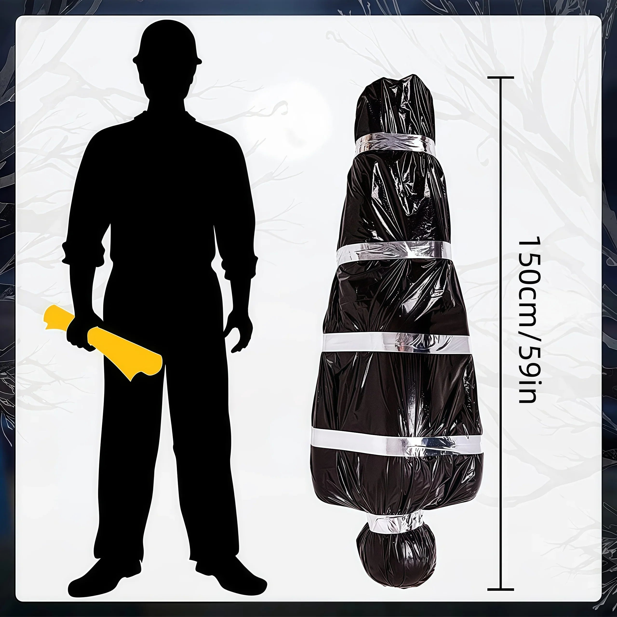 150CM/59INCHES Hanging Corpse Prop Bag, Scary Halloween Decoration, Outdoor Halloween Haunted Decor, Realistic Fake Body