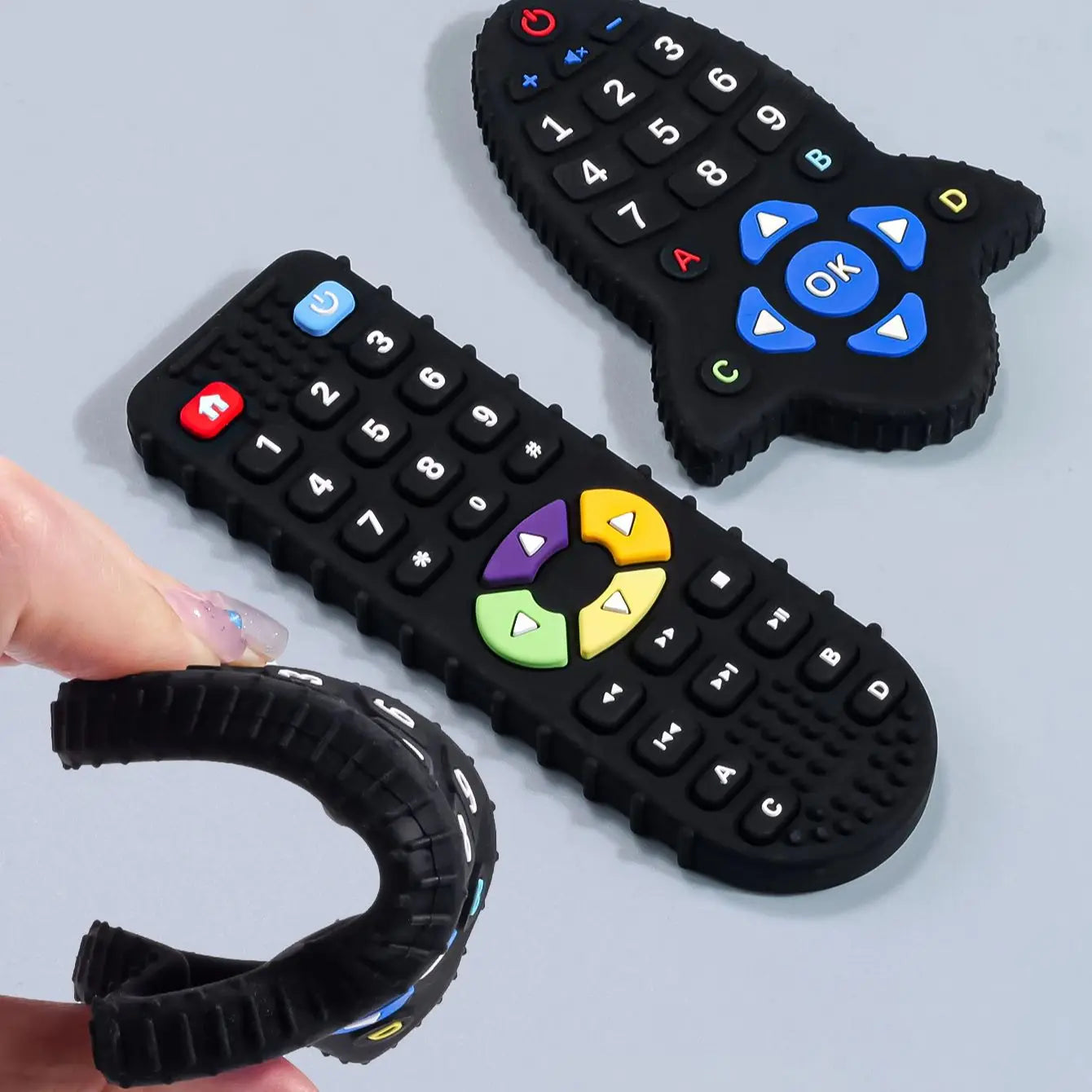 Baby Silicone Teether Toy – BPA-Free Remote Control Shaped Teether for Gum Pain Relief, Sensory & Educational