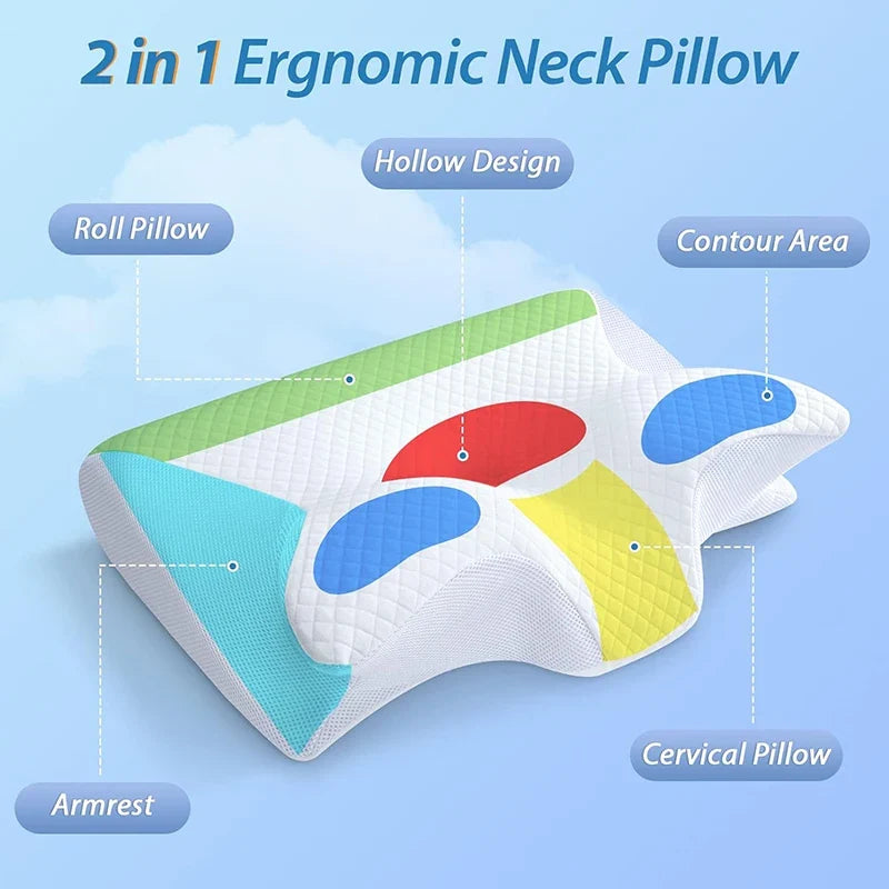 Memory Foam Cervical Pillow – 2-in-1 Ergonomic Neck & Orthopedic Support