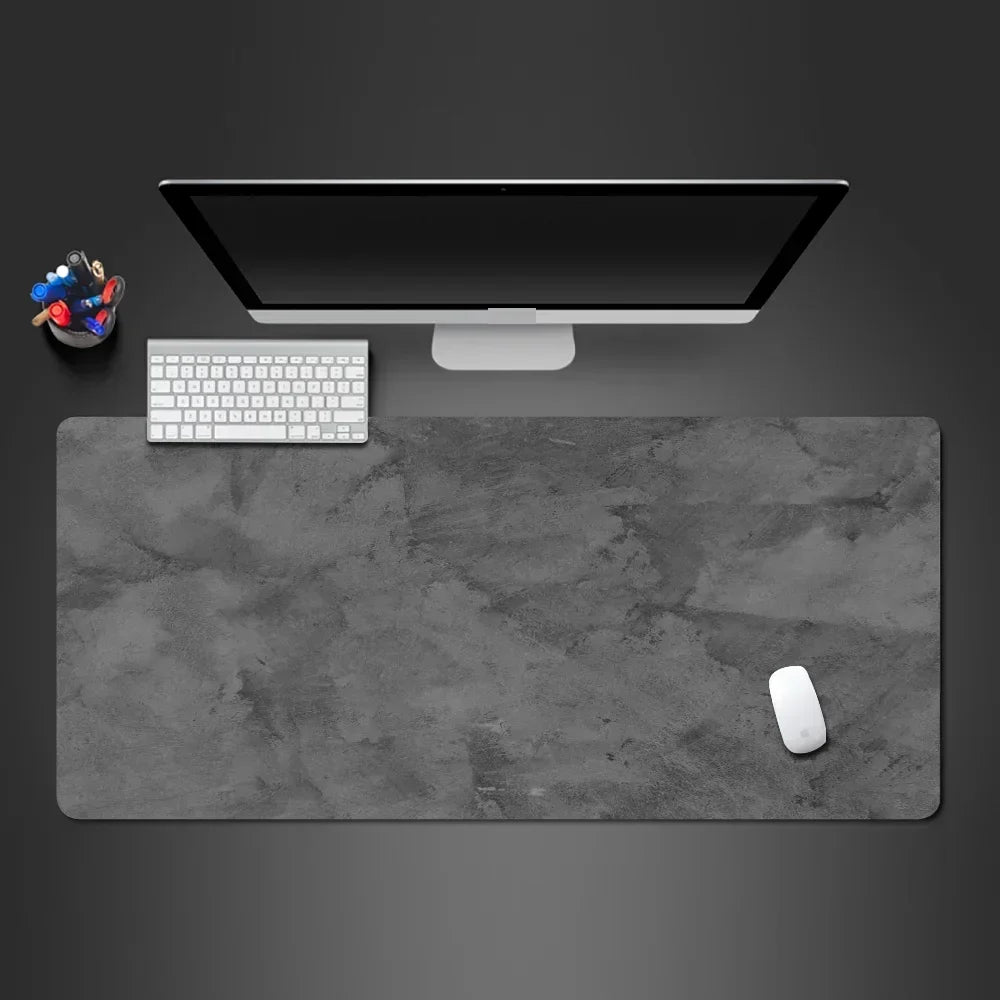 Gray Mouse Pad – Large & Small Overlocked XXL Desktop Keyboard Table Pad, Gaming Desk Mat for PC & Computer Accessories