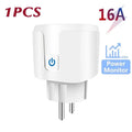 Tuya Wifi Smart Socket EU Plug 16/20A Power Monitor Remote Control SmartLife APP Works with Alexa Yandex Alice Google Assistant