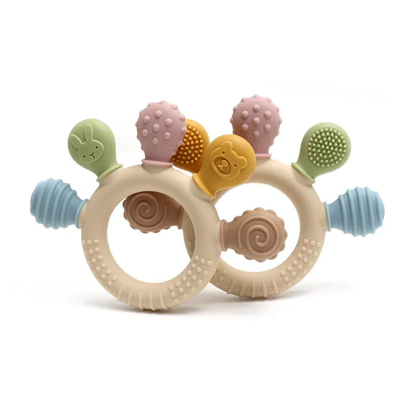 Multicolor Hand-Shaped Silicone Baby Teether – Sensory Chew Beads for Teething Relief & Anxiety, 0-12 Months