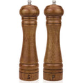 2PCS Wooden Salt & Pepper Grinder Set – 8 Inch Adjustable Ceramic Rotor Mill Shakers | Manual Kitchen Spice Grinder for Cooking & Dining