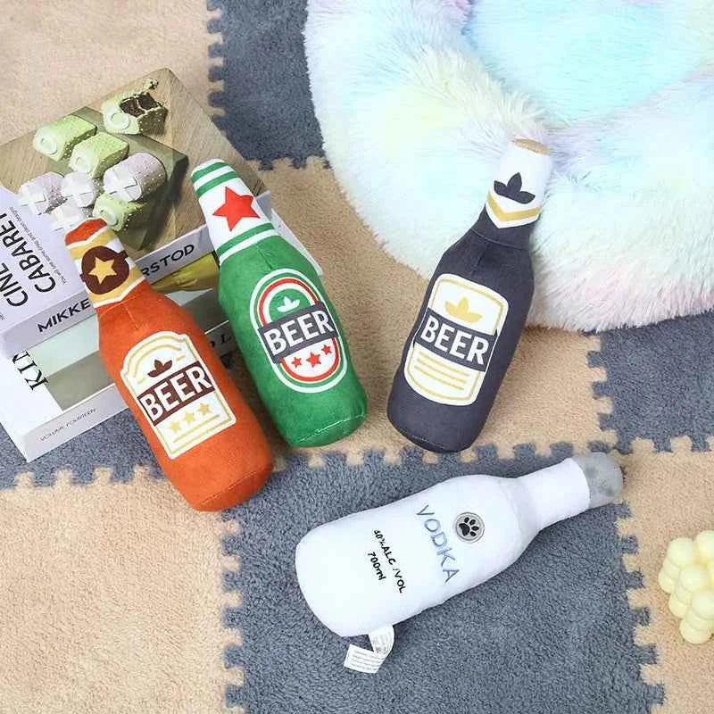 PlushPint Squeaky Beer Bottle Dog Toy for Playful Pups