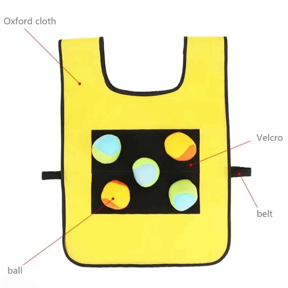 Sticky Dodge Ball Game Vest Outdoor Sports Toy Jersey Fabric  Props Throw Catch Soft Fleece Balls Safe for Kids Teens Adults