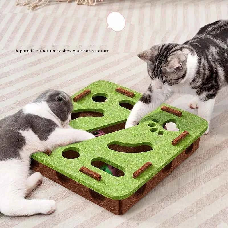 Interactive Cat Puzzle Toy with Sisal Scratching Post