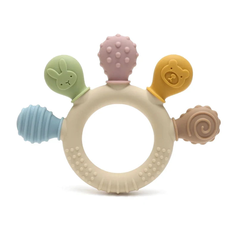 Multicolor Hand-Shaped Silicone Baby Teether – Sensory Chew Beads for Teething Relief & Anxiety, 0-12 Months
