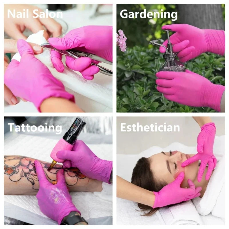 Fuchsia Nitrile Disposable Gloves 20/100PCS 3-mil Powder & Latex Free Household Cleaning Gloves for Cooking Kitchen Esthetician