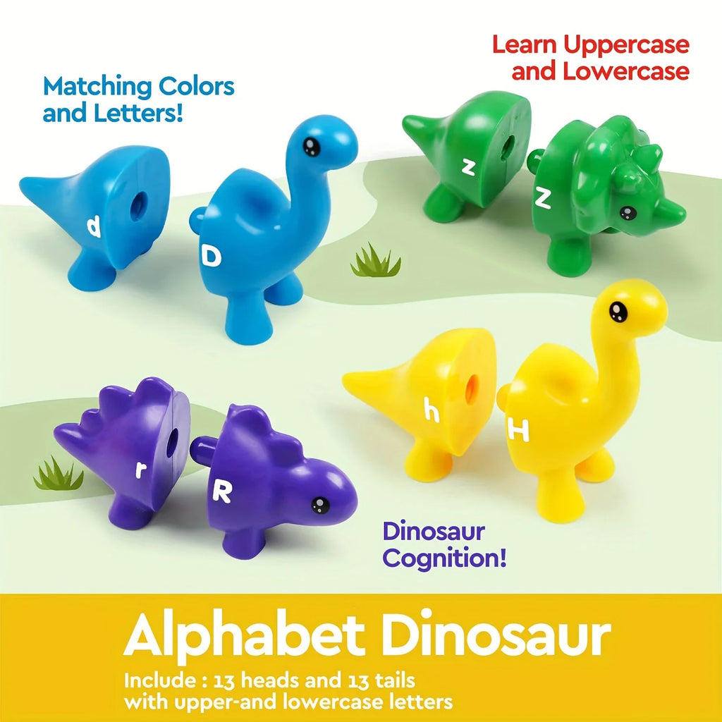 Dinosaur Matching Game – Alphabet & Number Montessori Learning Toy for Kids, Colors, Letters & Numbers Educational Game