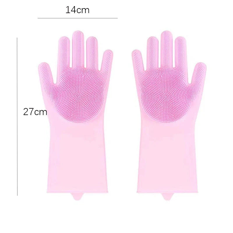 Dishwashing Cleanner Sponge Silicon Hair Removal Glove