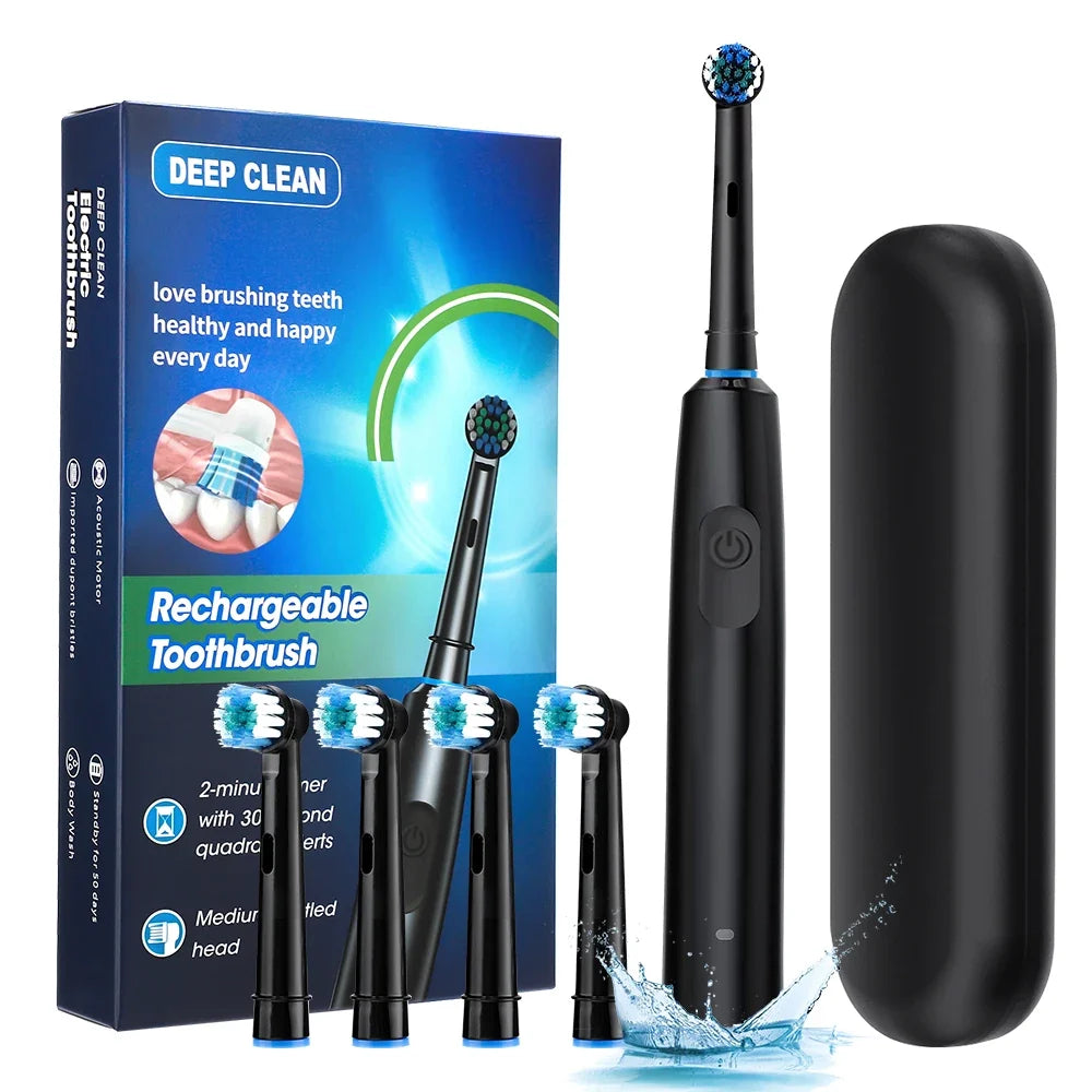 Intelligent Rotating Electric Toothbrush – Rechargeable Smart Tooth Cleaner Compatible with Oral-B Brush Heads | Deep Cleaning Automatic Toothbrush