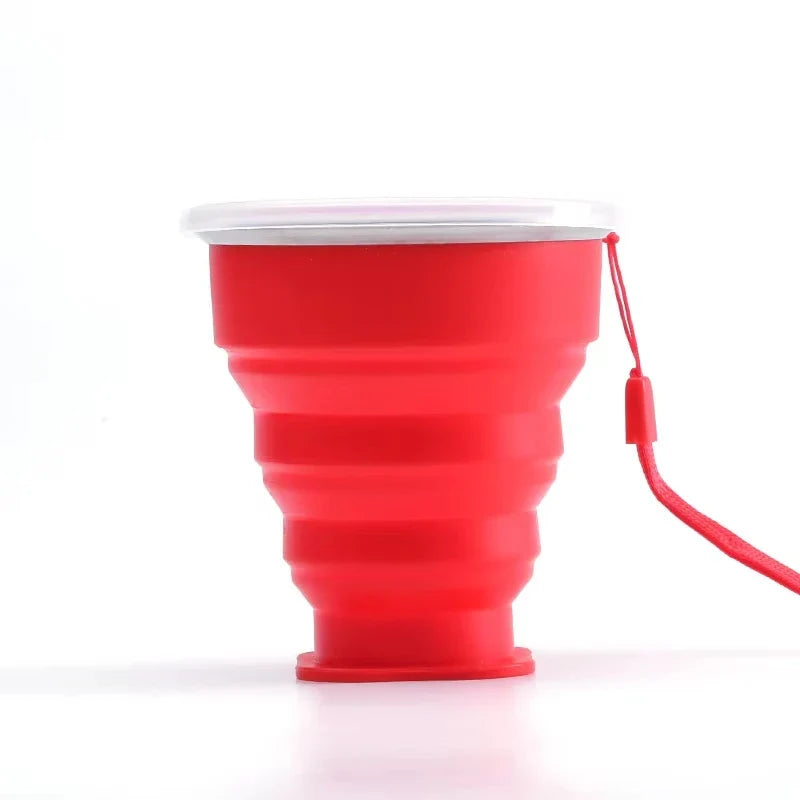 Portable Silicone Folding Water Cup Outdoor Heat Resistant Telescopic Collapsible Foldable Mug With Lid For Travel Camping 200m