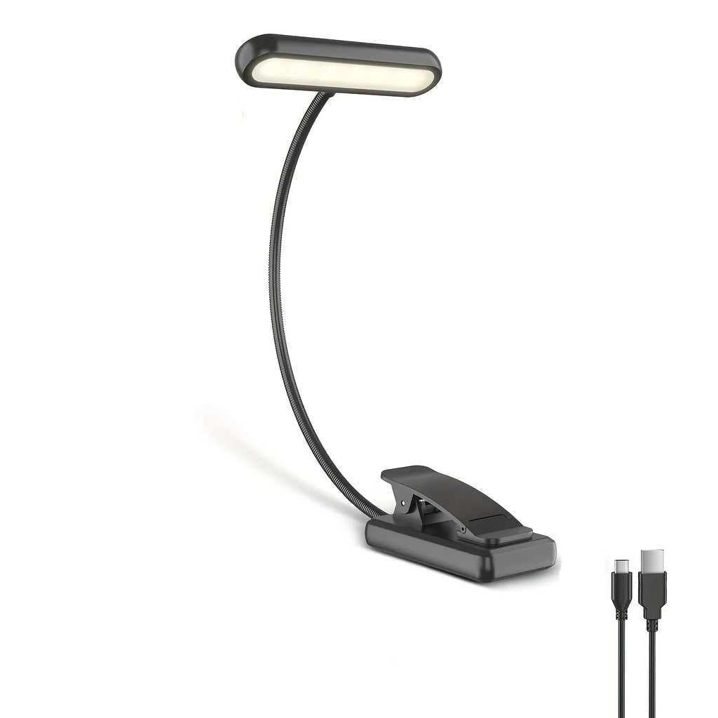 Portable Flexible Easy Clip Night Reading Lamp USB Rechargeable Reading Light 3Colors Warm Cool White Daylight Book Lamp
