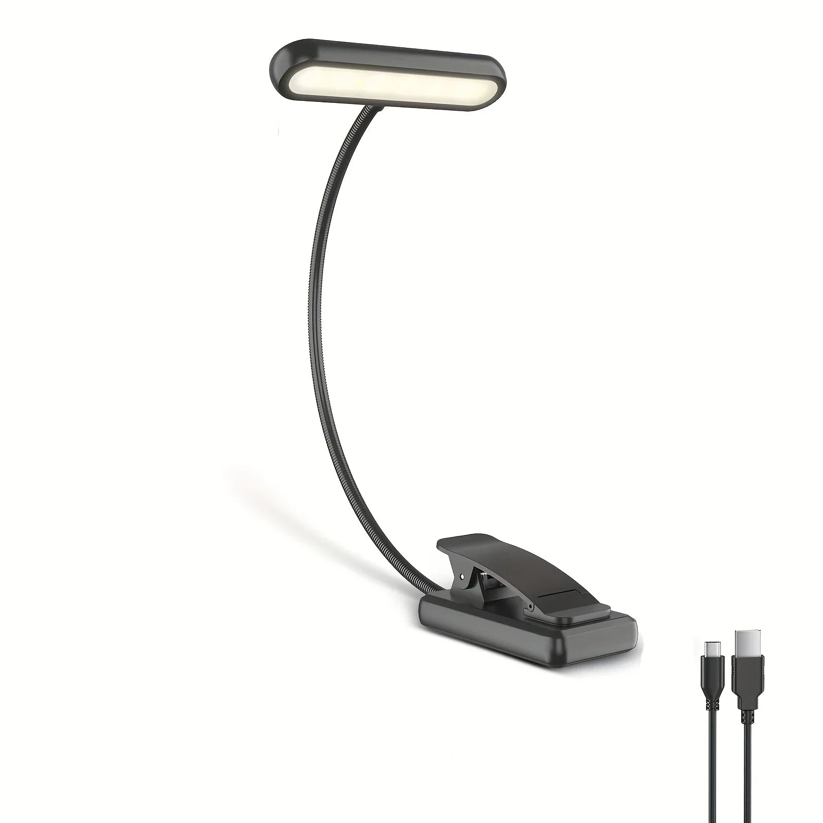 Portable Flexible Easy Clip Night Reading Lamp USB Rechargeable Reading Light 3Colors Warm Cool White Daylight Book Lamp