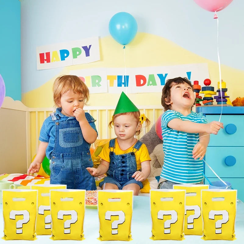 30pcs Super Mario Themed Gift Bags with Handle – Yellow Mario Party Favor Bags for Kids Birthday, Baby Shower & Themed Party Decorations