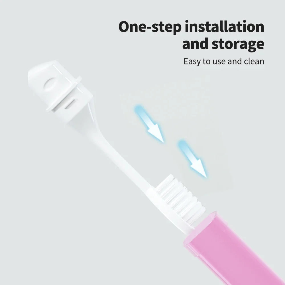 Mini Travel Toothbrush Foldable Portable Small Dental Brush Folding Traveling Adult Toothbrush in Transparent Candy Colors