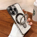 Luxury MagSafe Bracket Case for iPhone 16 & 17 – Clear Acrylic with Magnetic Ring Stand