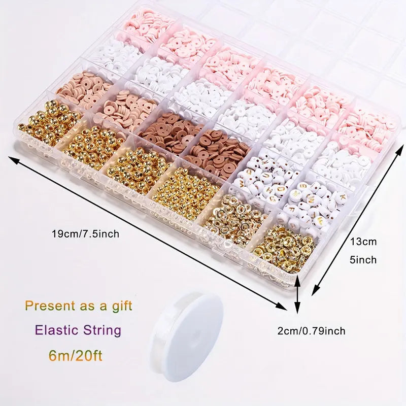 DIY Clay Beads Bracelet Making Kit – Friendship Golden Letter Beads for Jewelry Making, Gifts for Women & Teens