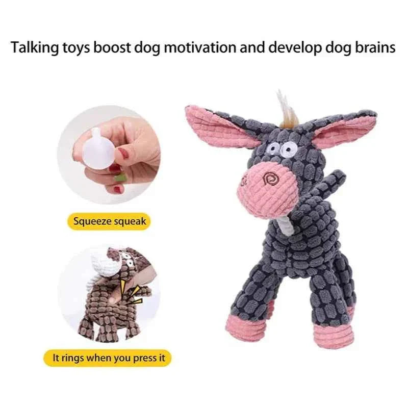 Plush Donkey Squeaky Dog Toy for Gentle Play