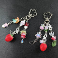 Cute Strawberry Bow Keychain Y2K Coquettish Fairytale Lily of the Valley Handbag Pendant Key Ring Jewelry Accessories Girls Gift