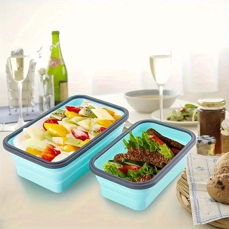 Collapsible Silicone Food Storage Containers – Stackable, Space-Saving, Microwaveable Lunch Boxes, 1/4PCS Set