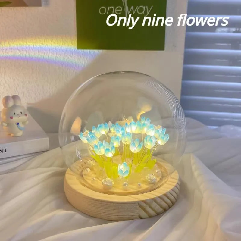 LED DIY Handmade Mini Tulip Night Light Materials Cute Home Decor Birthday Gift For Girl Family Friend Child Christmas Ornament