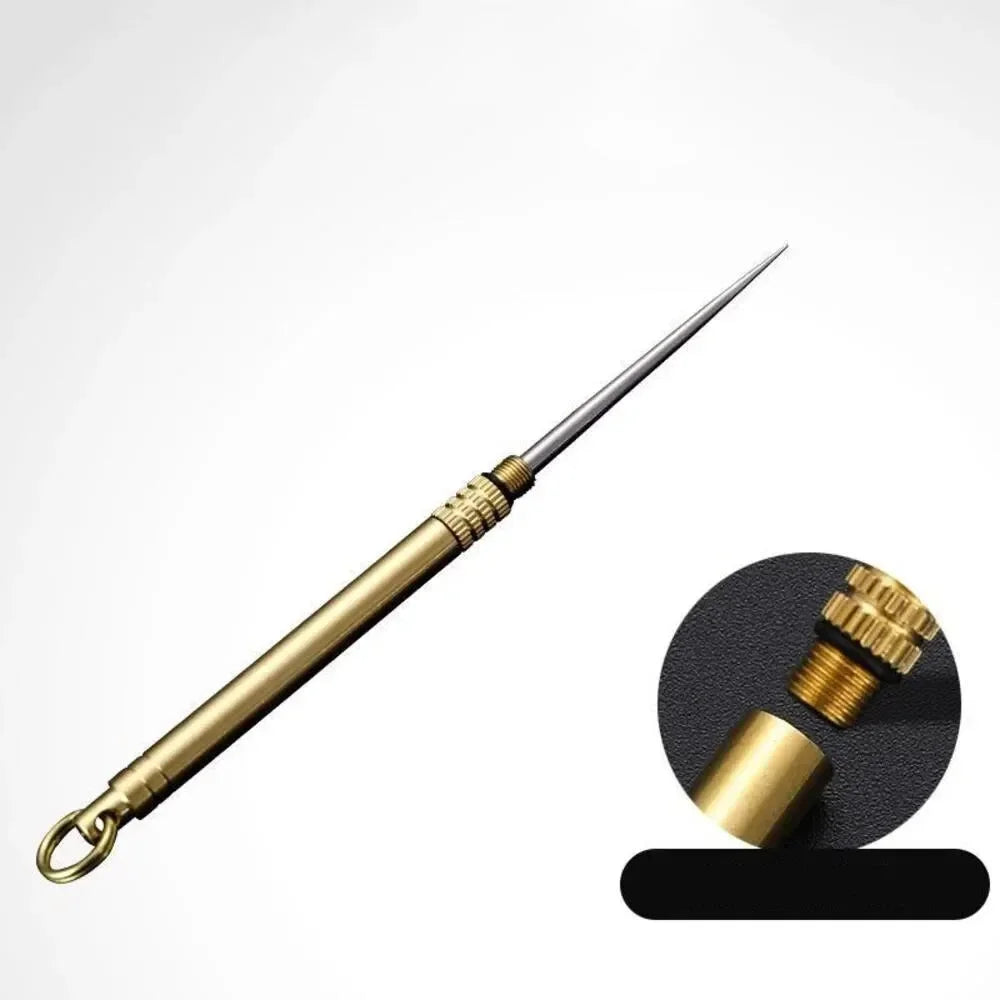 Titanium & Brass Toothpick with Portable Bottle – Multifunctional Toothpick & Fruit Fork, Strong Camping Dental Tool