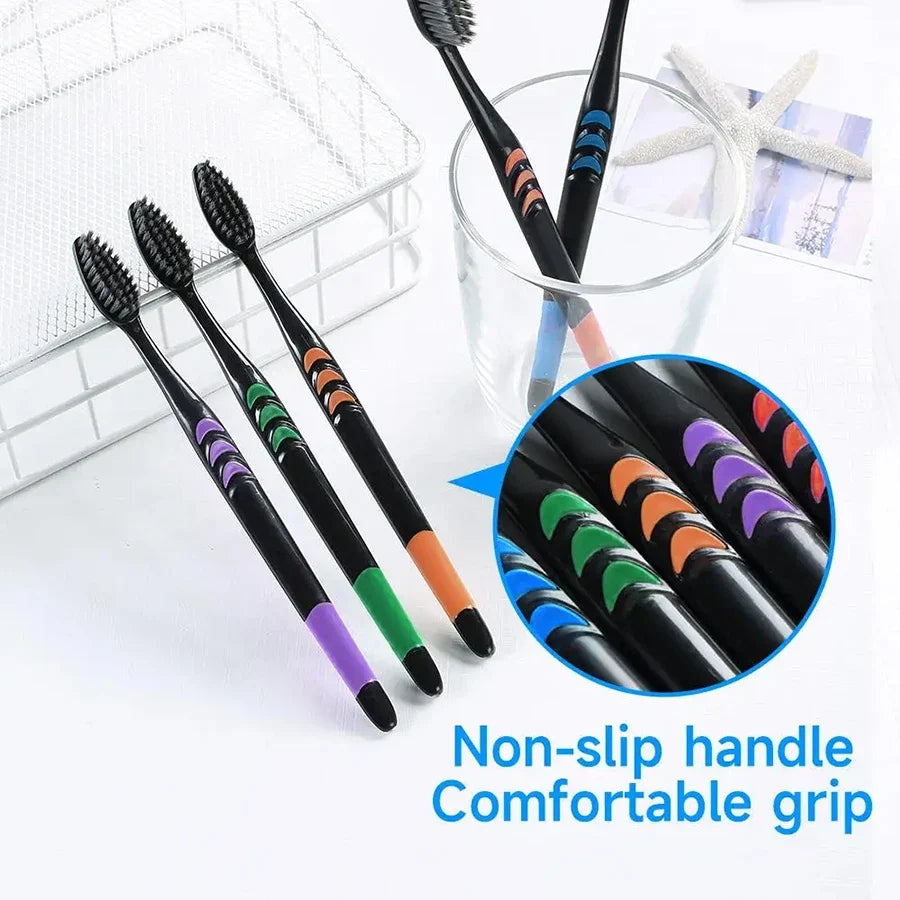 10/20 Pcs Family pack toothbrush, Bamboo Charcoal Soft fur Toothbrush, Travel Carry，Color random
