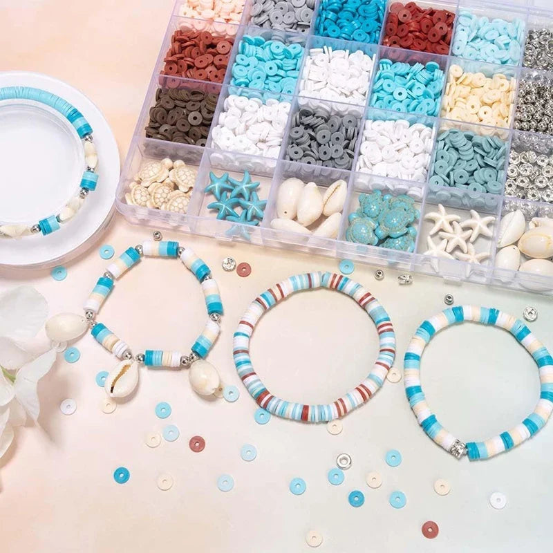 Ocean Summer Friendship Bracelet Making Kit – DIY Clay Beads Set for Jewelry, Bracelets, Necklaces & Earrings