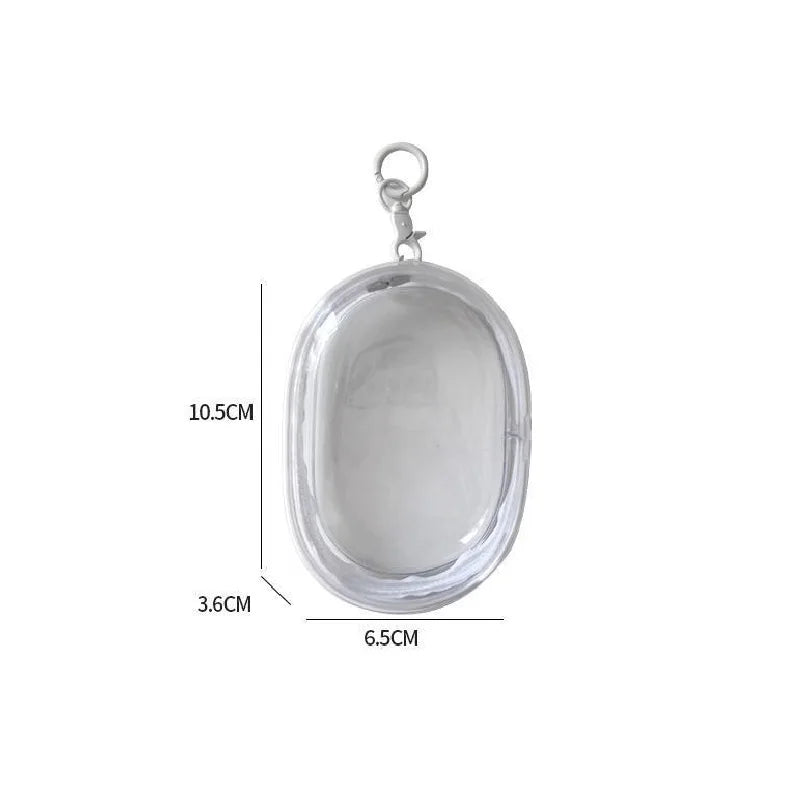 New Portable Clear Figure Display Keyring Bag Waterproof PVC Oval Hanging Blind Box Storage Bags Keychain Organizer Case