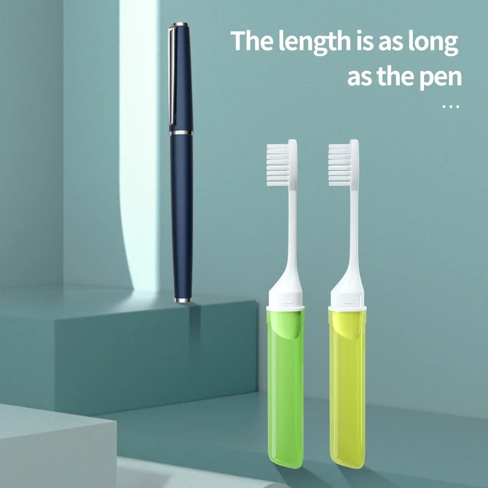 Mini Travel Toothbrush Foldable Portable Small Dental Brush Folding Traveling Adult Toothbrush in Transparent Candy Colors