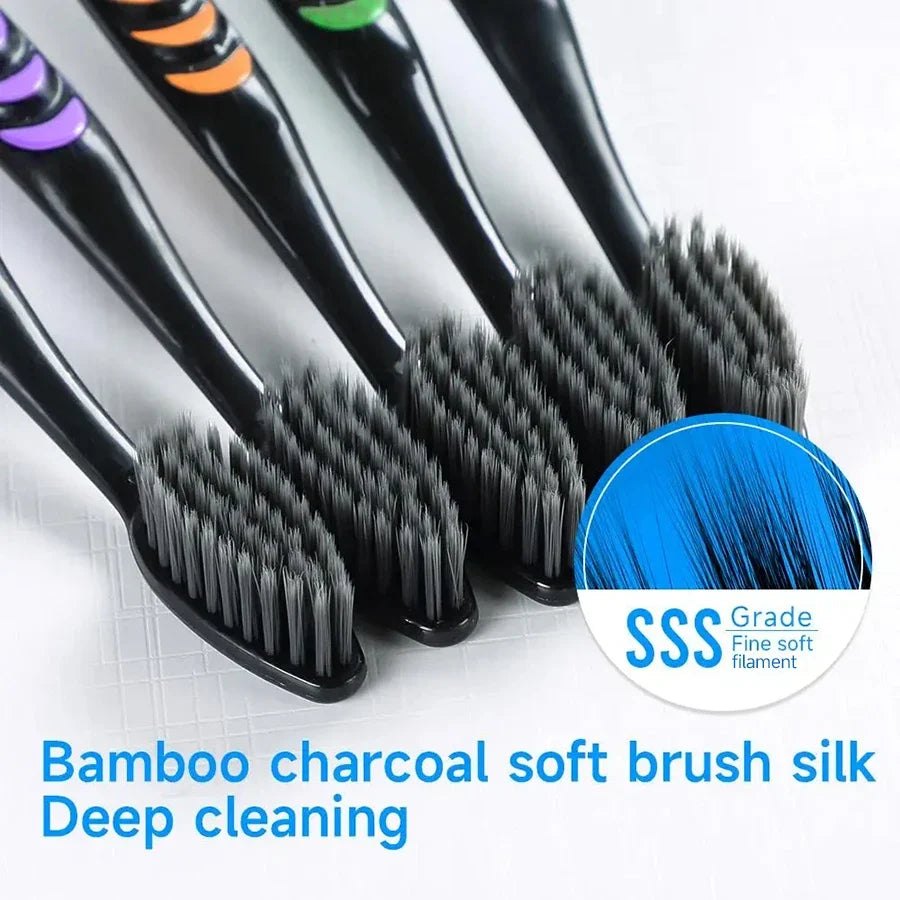 10/20 Pcs Family pack toothbrush, Bamboo Charcoal Soft fur Toothbrush, Travel Carry，Color random