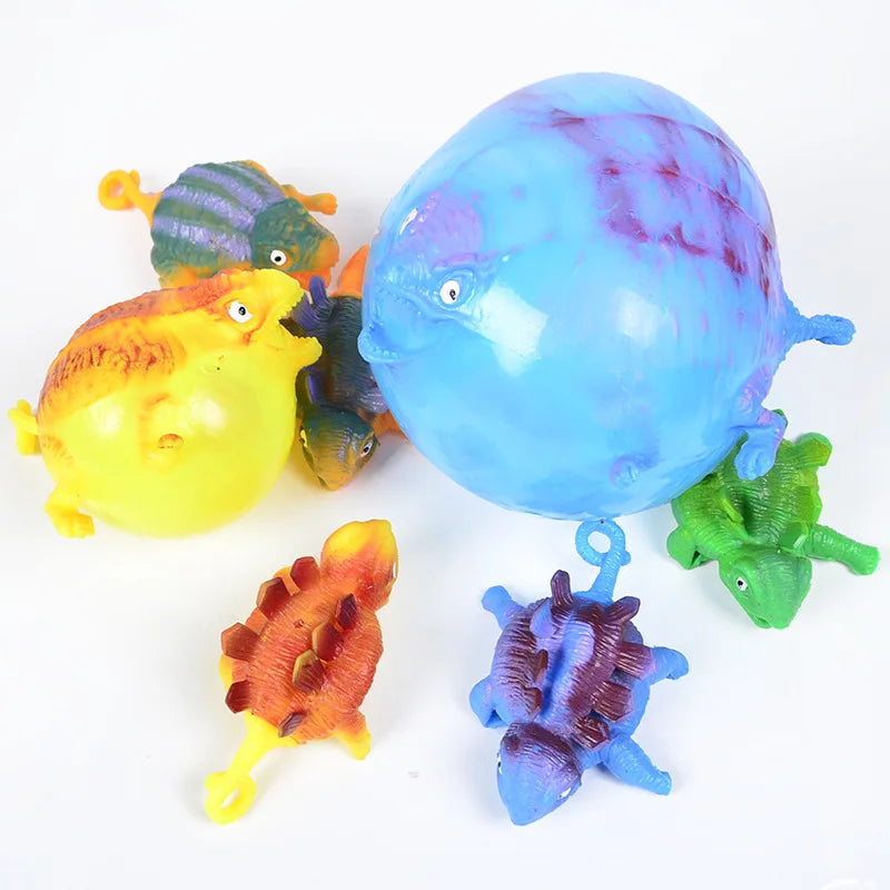 3PCS Kids Funny Dinosaur Animals Inflate Vent Balls Toy Squeeze Soft Ball Balloon Fidget Party Sports Cute Funny Games Toys Gift