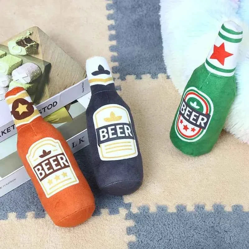 PlushPint Squeaky Beer Bottle Dog Toy for Playful Pups
