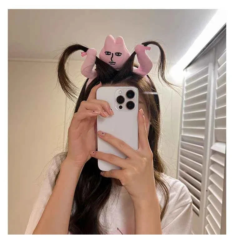 New Kawaii Pink Rabbit Banana Guinea Pig Plush Headband Creative Funny Fun Fashion Portable Cute Anime Headband for Woman Girls