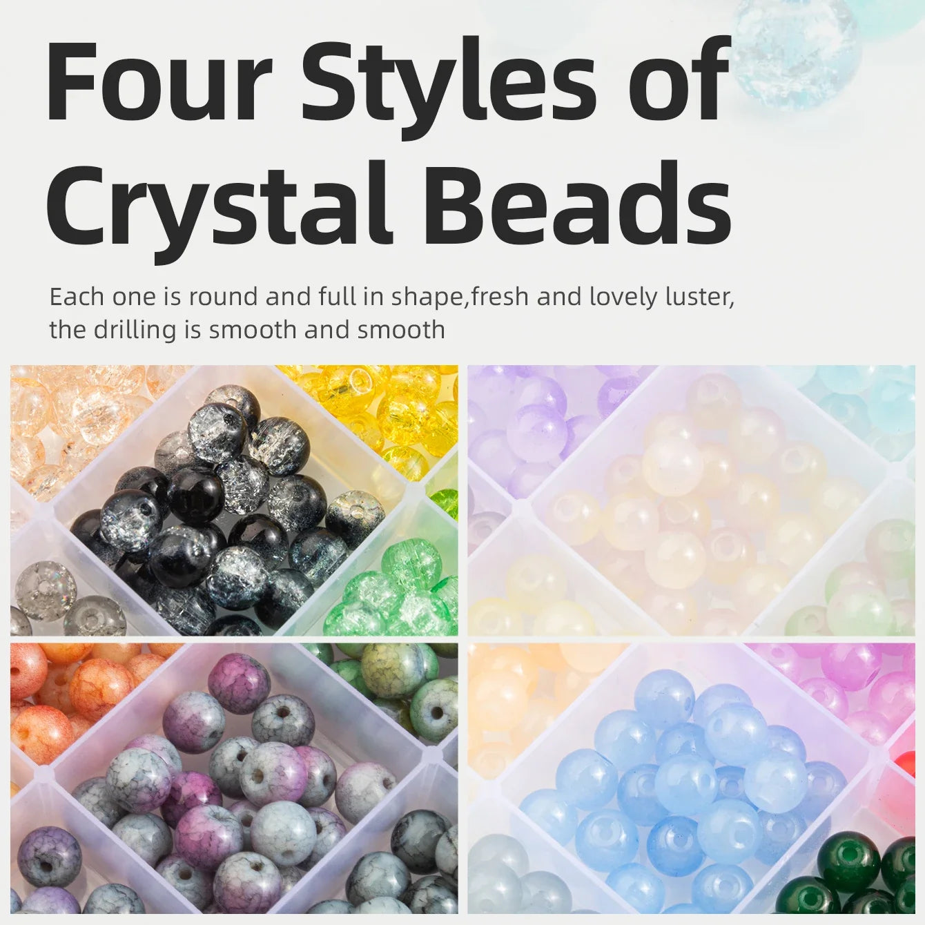 Glass Beads Bracelet Making Kit – 28 Colors 8mm Crystal & Gemstone Beads with DIY Jewelry Accessories