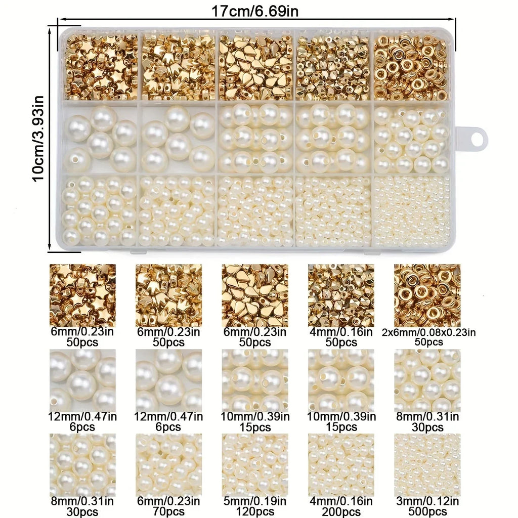 1240PCS 10x17mm CCB Imitation Pearl Acrylic Spacer Beads – DIY Jewelry Making Kit for Bracelets, Necklaces & Craft Accessories