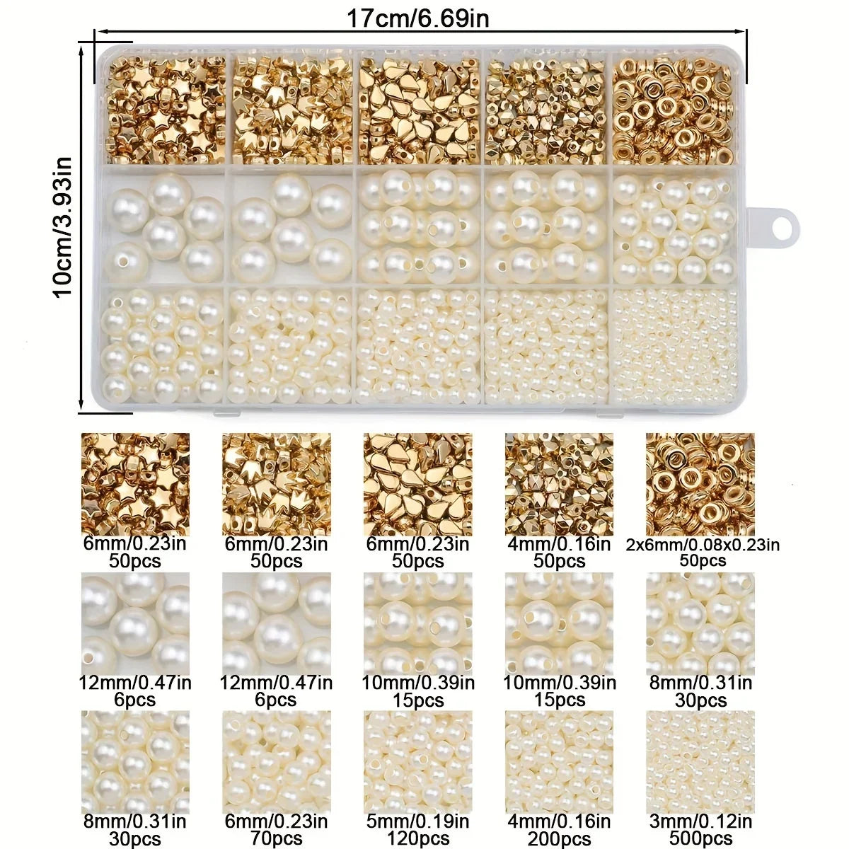 1240PCS 10x17mm CCB Imitation Pearl Acrylic Spacer Beads – DIY Jewelry Making Kit for Bracelets, Necklaces & Craft Accessories