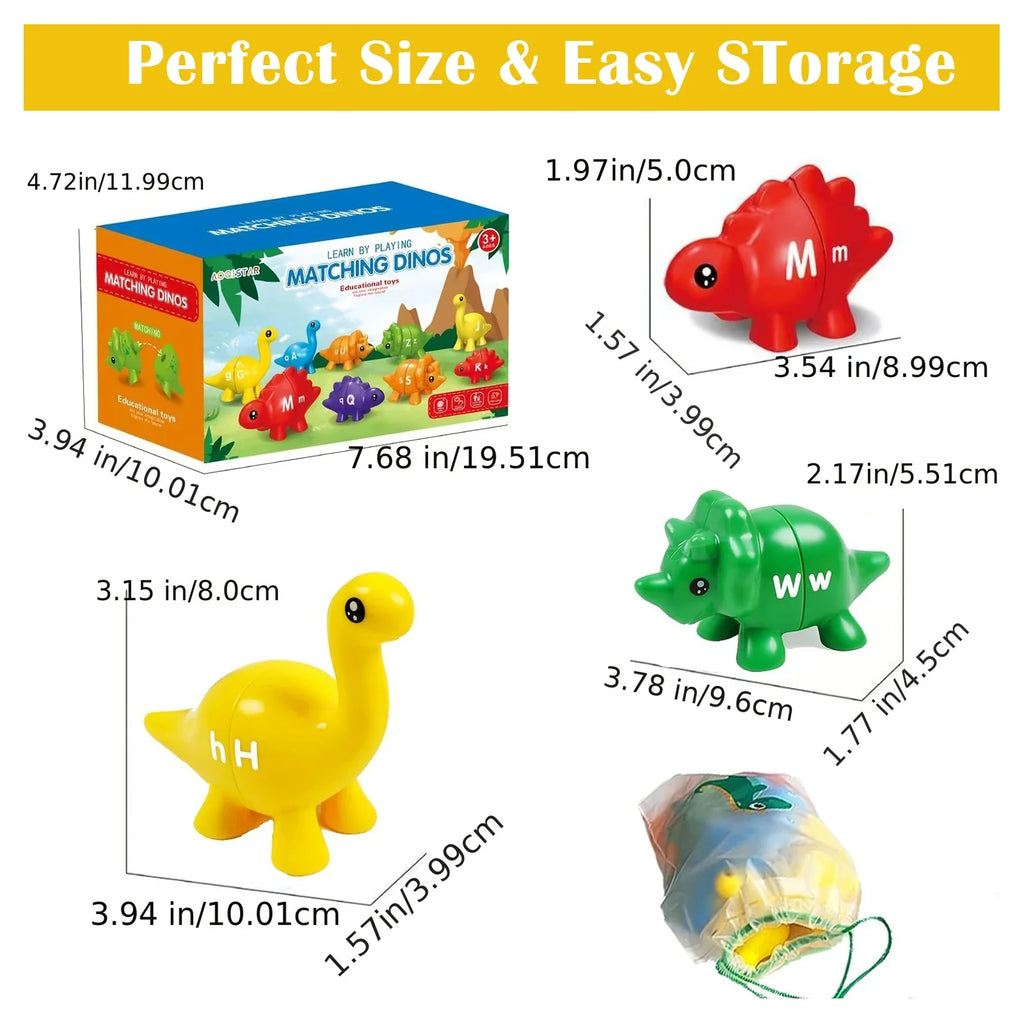 Dinosaur Matching Game – Alphabet & Number Montessori Learning Toy for Kids, Colors, Letters & Numbers Educational Game