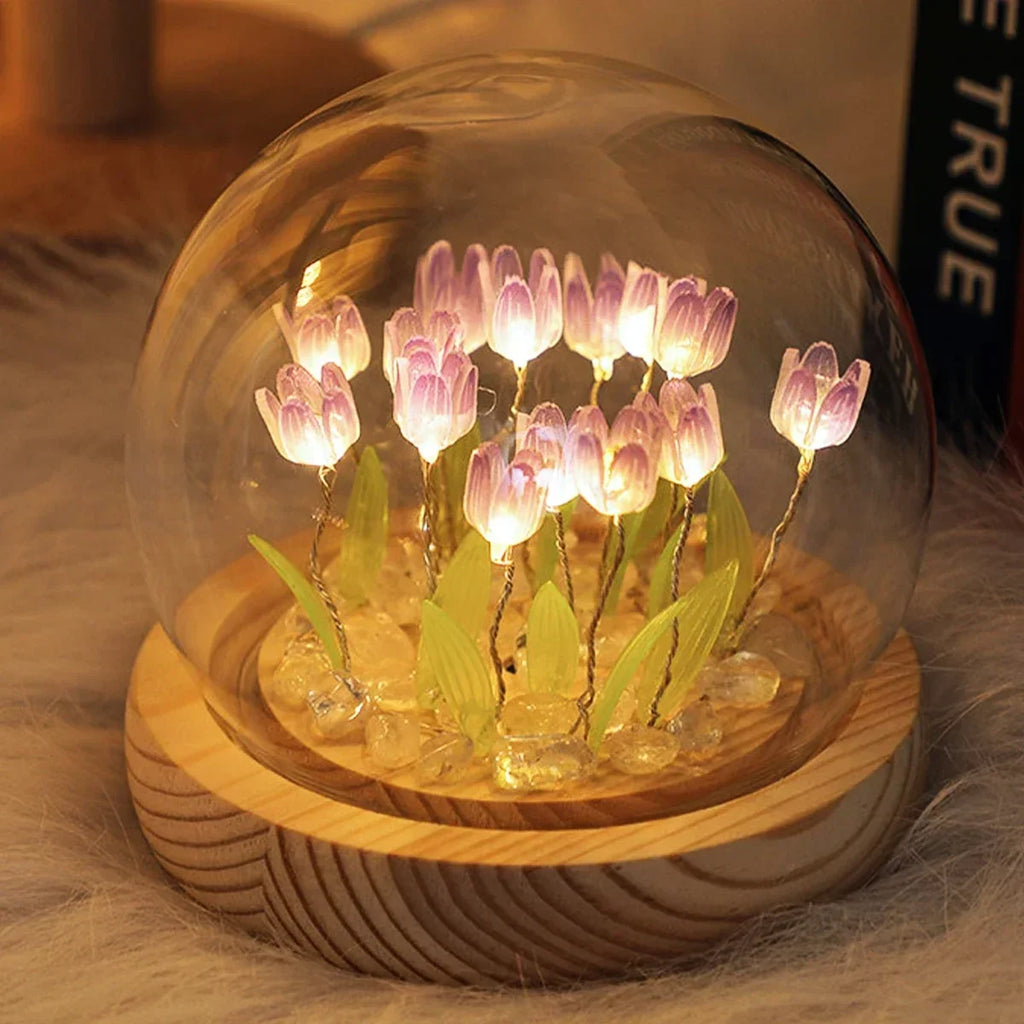 LED DIY Handmade Mini Tulip Night Light Materials Cute Home Decor Birthday Gift For Girl Family Friend Child Christmas Ornament
