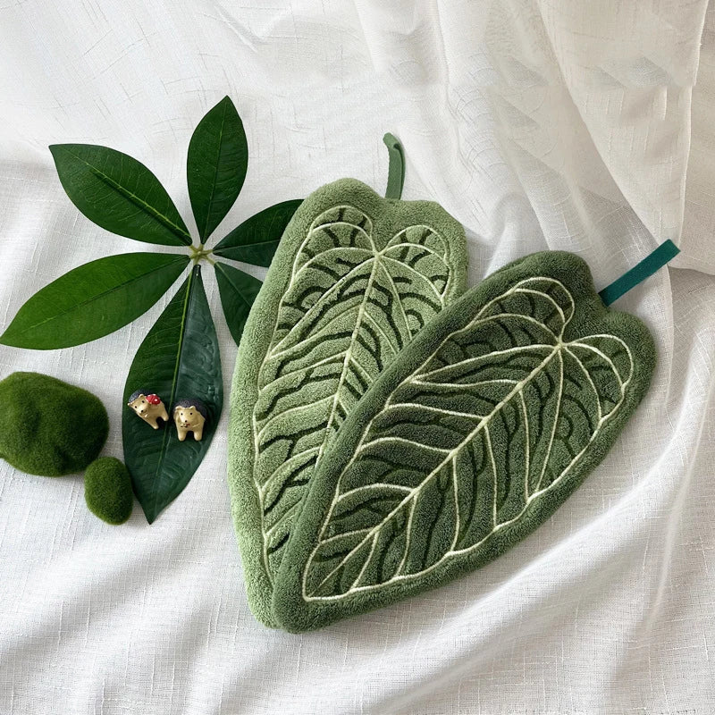 Hot Plant Hand Towel Cleaning Towel Absorbent Handkerchief Hanging Thickened Kitchen Towel Bathroom Kitchen Accessories