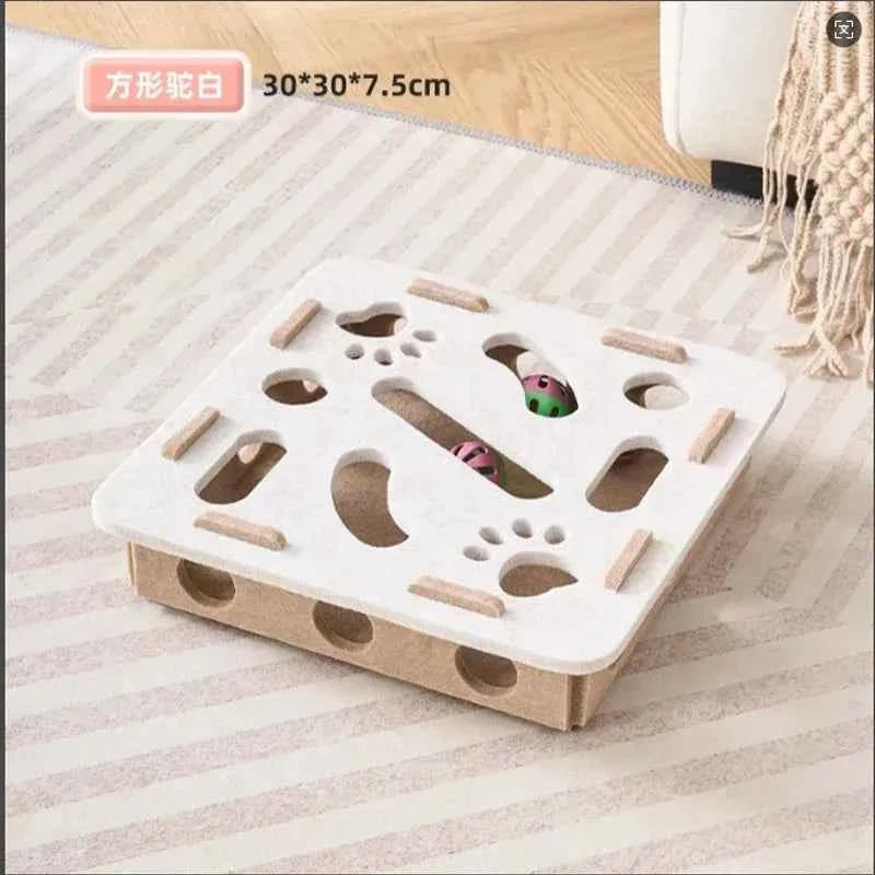 Interactive Cat Puzzle Toy with Sisal Scratching Post