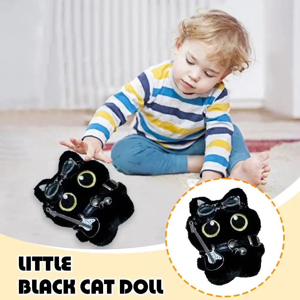 15 Cm Keychain Rock Music Black Cat Plush Toy Guitar Cute Punk Style Doll Schoolbag Pendant For Friends Birthday Gift