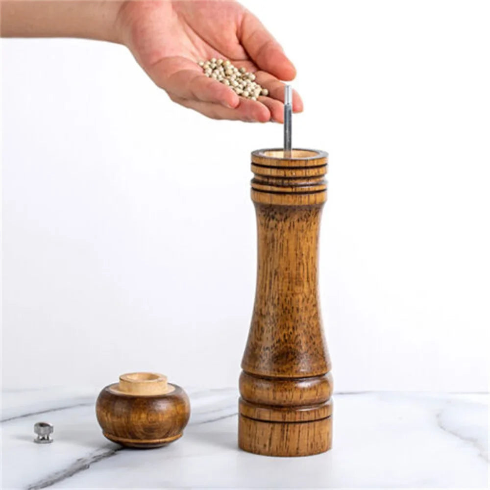 2PCS Wooden Salt & Pepper Grinder Set – 8 Inch Adjustable Ceramic Rotor Mill Shakers | Manual Kitchen Spice Grinder for Cooking & Dining