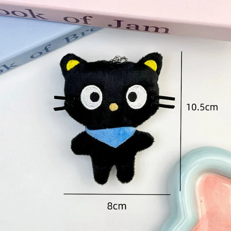 Chococat Plush Keychain Kawaii Black Cat Soft Plush Bag Charm Cute Backpack Purse Key Holder Decoration for Girls Women Gifts