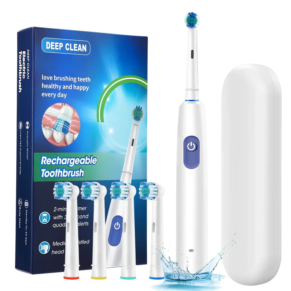 Intelligent Rotating Electric Toothbrush – Rechargeable Smart Tooth Cleaner Compatible with Oral-B Brush Heads | Deep Cleaning Automatic Toothbrush