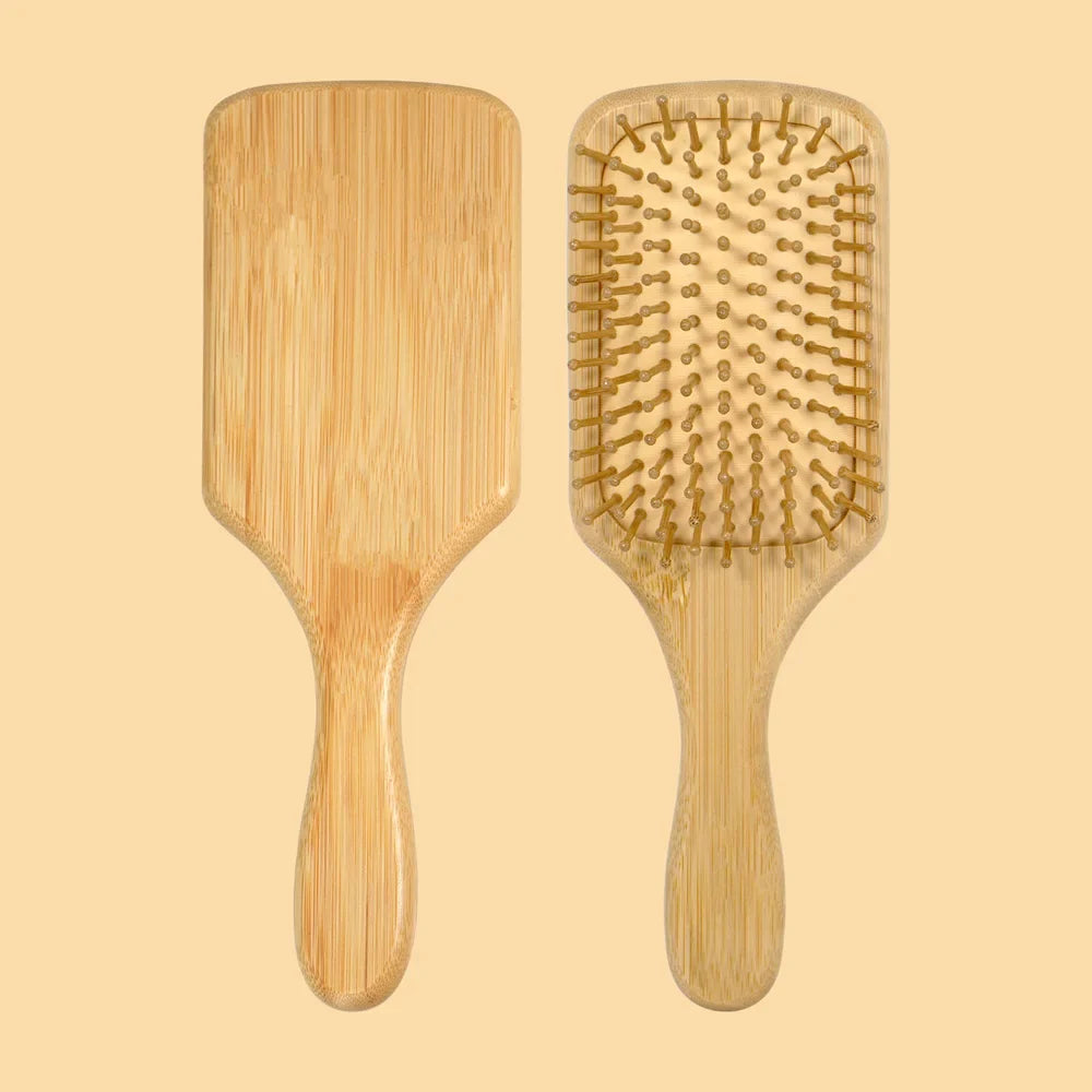 Natural Bamboo Air Cushion Hair Brush with Gift Box - Wooden Massage Comb for Smoothing Detangling Anti-Static Hair Care