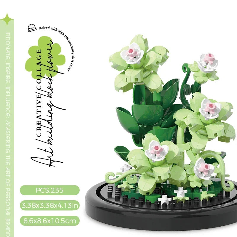 Potted Building Block Simulation Succulent Bouquet Creative Puzzle Building Block Eternal Flower Home Decoration Rose